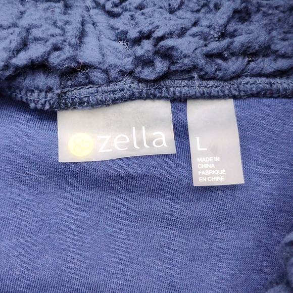 Zella Women’s Cassie Navy Blue Faux Shearling Sherpa Hoodie Size Large - Picture 4 of 14